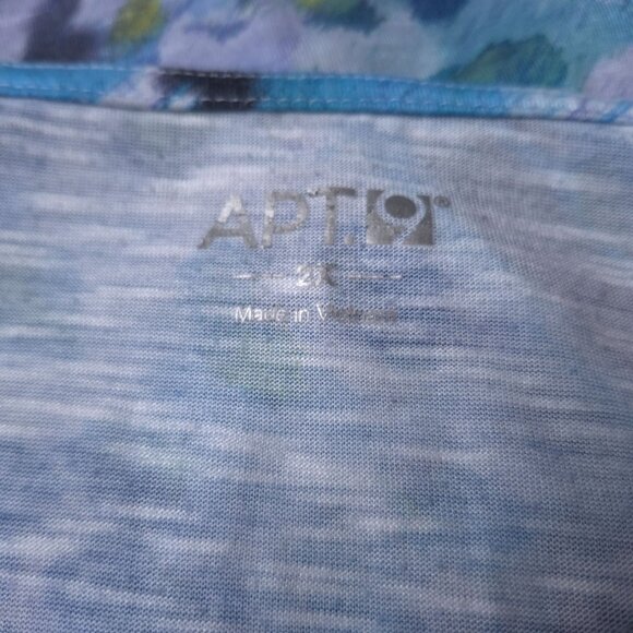Apt. 9 Womens Top 2X Blue Abstract Print Short Sleeve Blouse Casual Pullover - Picture 4 of 5
